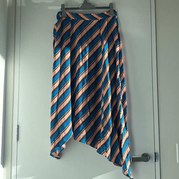 TOPSHOP diagonal stripe Skirt Size 12 wrap tie detail good condition colourful - Picture 6 of 6